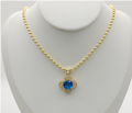 Blue Crystal Four-Leaf Clover Ball Chain Necklace – 18K Gold Plated Gemstone