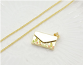 Floral Enamel Envelope Locket Pendant Necklace – 18K Gold Plated Secret Message