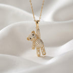 Crystal Paved Teddy Bear Pendant Necklace – 18K Gold Plated Cute Animal