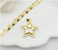 Heart-Cutout Star Crystal Pendant Necklace – 18K Gold Plated Celestial