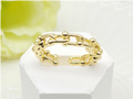 Gold-Plated Geometric Link Chain Ring – Adjustable Modern Statement Band