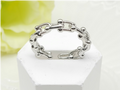 Silver-Plated Geometric Link Chain Ring – Adjustable Modern Statement Band