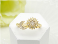 Gold-Plated Celestial Sun and Moon Ring – Adjustable Cosmic Statement Band