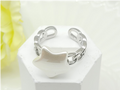 Silver-Plated Star Charm Chain Ring – Adjustable Link Band