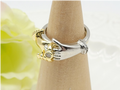 Two-Tone Hugging Hands Crystal Ring – Adjustable Embrace Band
