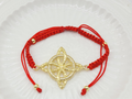 Gold-Plated Red Cord Celtic Knot Bracelet – Adjustable Woven Charm Bangle