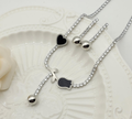 Silver-Plated Black Zircon Lariat Necklace and Ball Earring Set