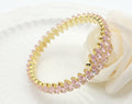 Gold-Plated Pink Zircon Marquise Cut Eternity Bangle Bracelet