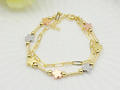 Tri-Color Zircon Layered Flower Chain Bracelet