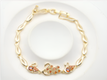 Gold-Plated Amber Zircon Peacock Link Bracelet