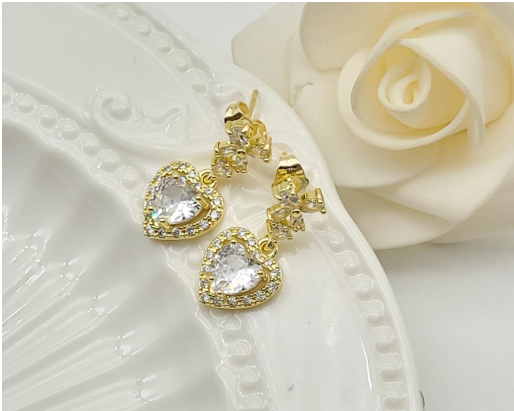 Dazzling Clear Crystal Heart Drop Earrings