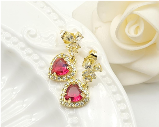Dazzling Clear Crystal Heart Drop Earrings