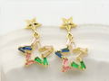 Colorful Baguette Zircon Star Drop Earrings