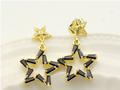 Edgy Black Baguette Zircon Star Drop Earrings
