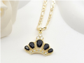 Regal Black Pear-Cut Zircon Crown Pendant Necklace
