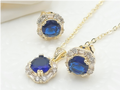 Elegant Zircon Halo Pendant Necklaces & Stud Earrings Set (Colours Available)