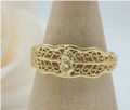 Delicate Filigree Leaf Band Ring – 18K Gold Plated Openwork Botanical