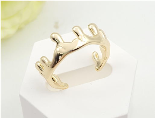 Minimalist Liquid Melted Design Open Ring – 18K Gold Plated Abstract Finger