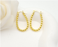 Elegant Twisted Oval Hoop Earrings – 18K Gold Plated Textured Teardrop Jewellery