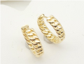 Chunky Cuban Link Hoop Earrings – 18K Gold Plated Bold Statement Huggies