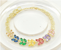 Multi-Color Rainbow Marquise Zircon Leaf Bracelet – 18K Gold Plated Statement Wristwear