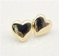 Classic Puffed Heart Minimalist Stud Earrings – 18K Gold Plated Everyday Wear