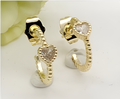 Beaded Heart Huggie Hoop Earrings – 18K Gold Plated Zircon Statement Jewellery