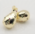Multi-Color Gemstone Inlaid Puffed Teardrop Earrings – 18K Gold Plated Artistic Jewellery