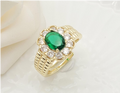 Regal Emerald Green Zircon Cluster Statement Ring – 18K Gold Plated Halo Ring