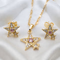 Celestial Star Crystal Necklace & Earring Set – 18K Gold Plated Matching Jewellery Set