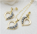 Grey Pearl Heart Pendant Necklace & Earring Set – 18K Gold Plated Elegant Jewellery