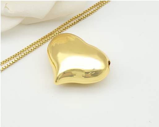 Puffed Heart Solitaire Pendant Necklace – 18K Gold Plated Minimalist Chic Jewellery