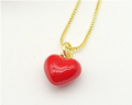 Glossy Red Enamel Heart Pendant Necklace – 18K Gold Plated Sweetheart