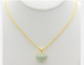 Turquoise Blue Puffed Heart Pendant Necklace – 18K Gold Plated Gemstone