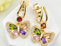 Multi-Color Zircon Crystal Butterfly Dangle Earrings – 18K Gold Plated Whimsical Jewellery