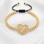 Luxury Heartbeat ECG Zircon Heart Adjustable Bracelet – 18K Gold Plated Bead Chain Bracelet