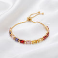 Imported Luxury Multi-Color Baguette Zircon Adjustable Bracelet – 18K Gold Plated