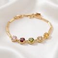 Gold-Plated Multi-Color Zircon Crystal Heart Link Bracelet – Vibrant Stone