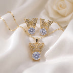 Sparkling Butterfly Crystal Necklace & Earring Set – 18K Gold Plated Luxury Jewellery Set