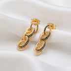 Chic Textured Curb Chain Drop Earrings – 18K Gold Plated Link Jewellery