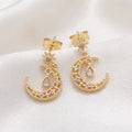 Celestial Star & Crescent Moon Pavé Dangle Earrings – 18K Gold Plated Drop Earrings