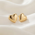 Classic Puffed Heart Minimalist Stud Earrings – 18K Gold Plated Everyday Wear
