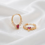 Gold-Plated Pear Crystal Huggie Hoop Earrings – Dazzling Stone Accent Hoops
