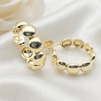 Gold-Plated Chunky Bubble Hoop Earrings – Bold Ball Statement Hoops