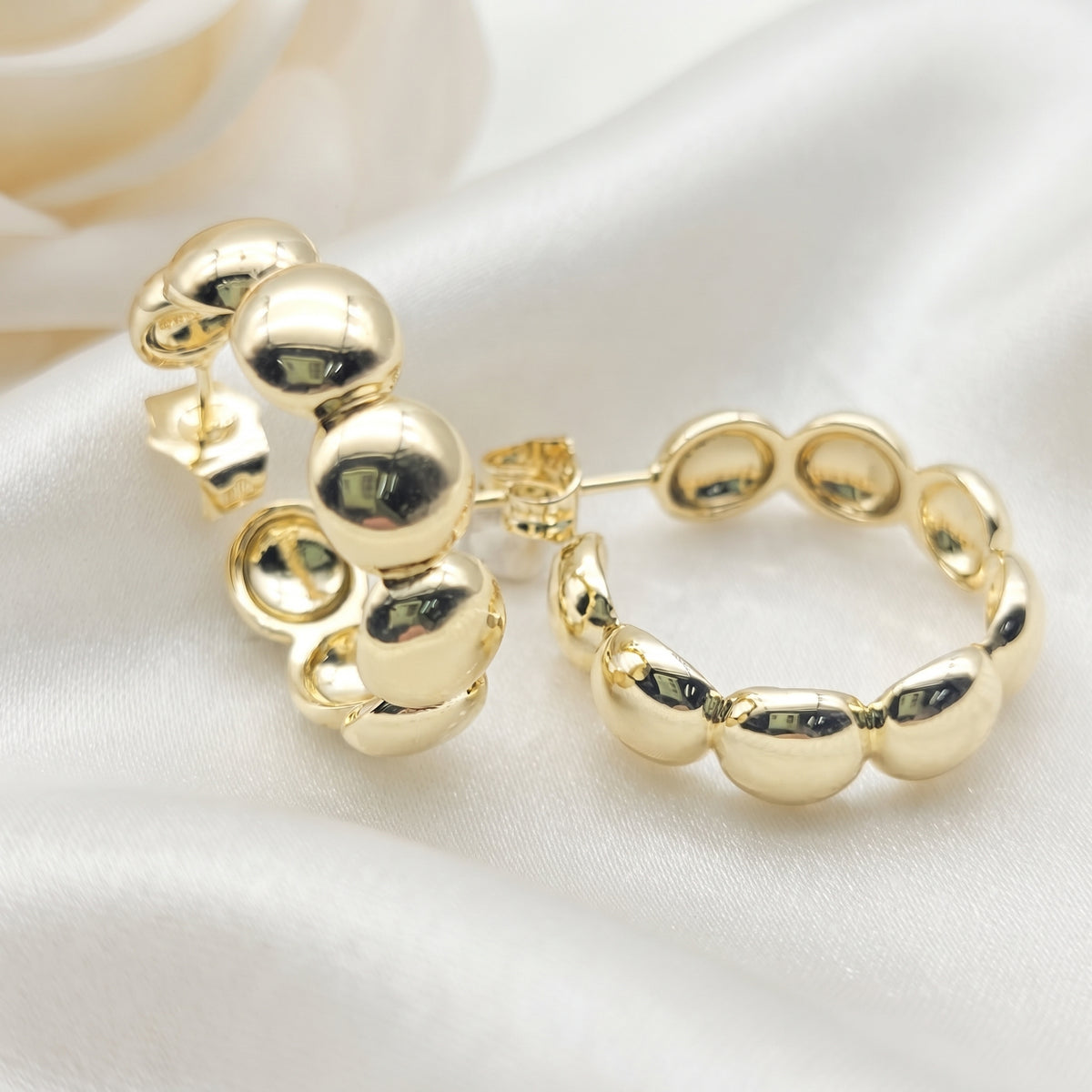 Gold-Plated Chunky Bubble Hoop Earrings – Bold Ball Statement Hoops