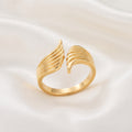 Celestial Angel Wings Open Adjustable Ring – 18K Gold Plated Feather Band