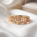 Delicate Filigree Leaf Band Ring – 18K Gold Plated Openwork Botanical