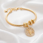 Tree of Life Charm Snake Chain Bracelet – 18K Gold Plated Meaningful Jewellery for Women