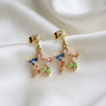Colorful Baguette Zircon Star Drop Earrings