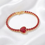 Imported Luxury Heart Centerpiece Bracelet – 18K Gold Plated Zircon Chain Bracelet(Colours Available)